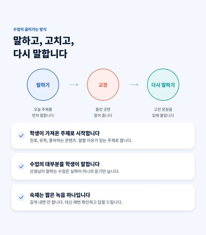 창신동 고등학생일본어과외 - 말하고 고치고 다시 말하는 수업 방식