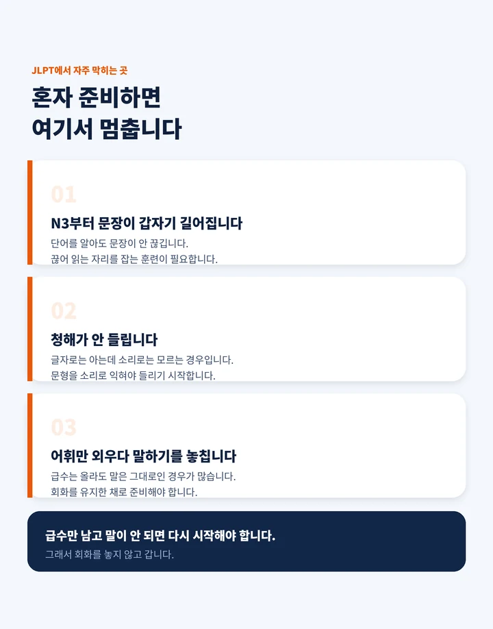 음봉 JLPT과외 - 혼자 하다 막히는 세 가지 자리